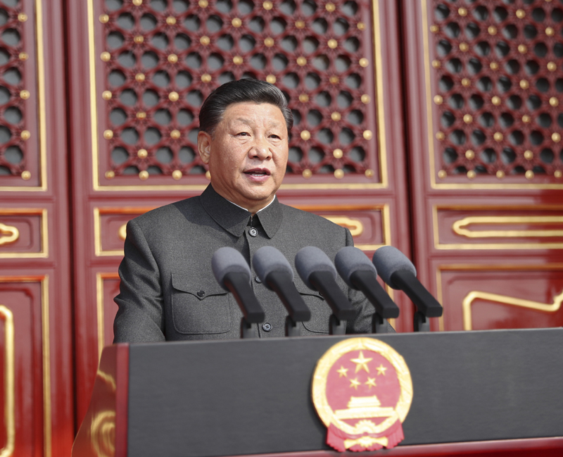 10月1日上午，慶祝中華人民共和國成立70周年大會在北京天安門廣場隆重舉行。中共中央總書記、國家主席、中央軍委主席習(xí)近平發(fā)表重要講話。